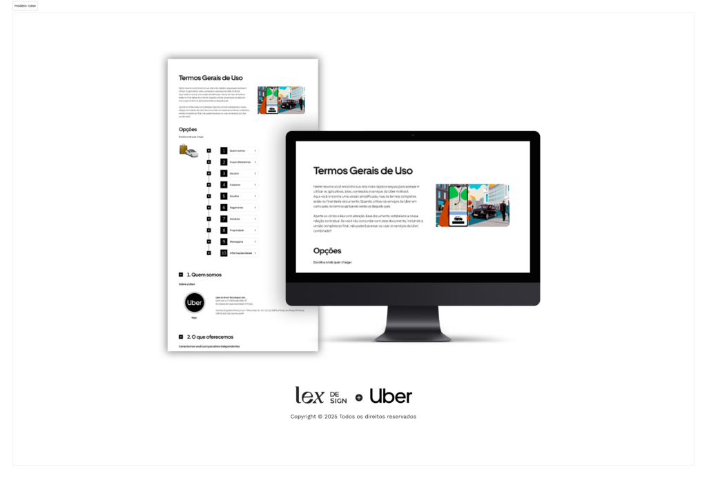 Imagem dos termos gerais de uso redesenhado da Uber.